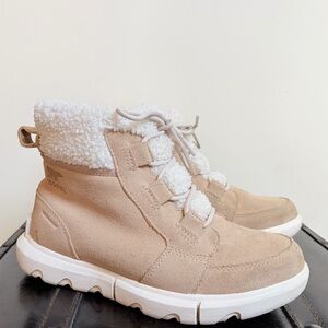 Sorel Explorer II Carnival Boots Women Size 6.5 Suede Neutral Tan Snow Winter